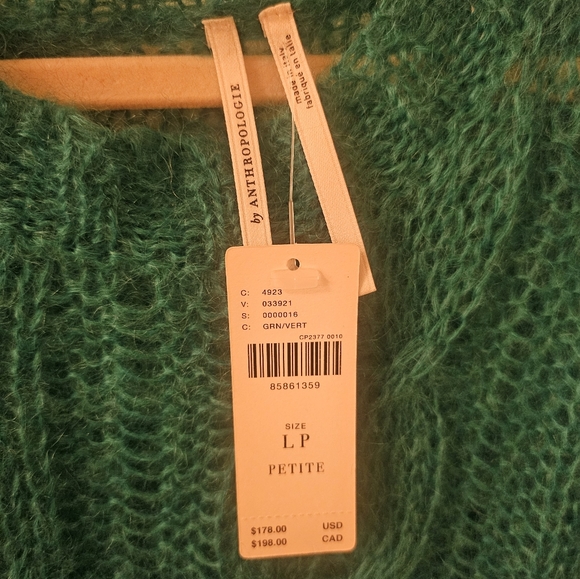 Anthropologie Green see through sweater Size L Petite - Picture 2 of 4